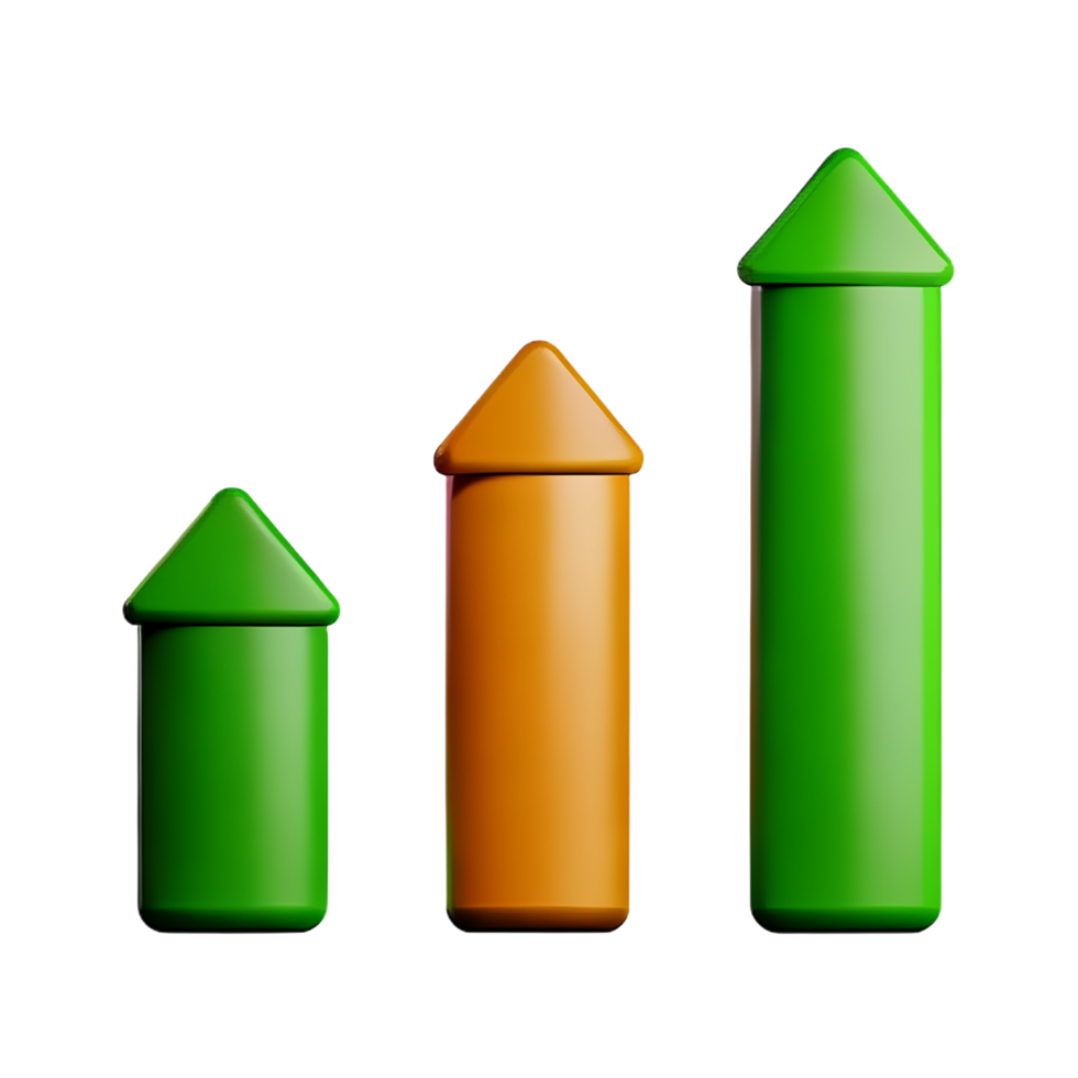 3d growing arrow up down pack isolated illustration png