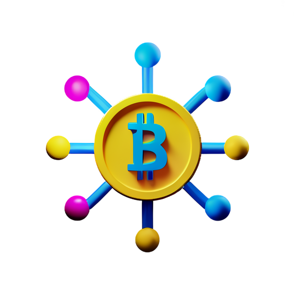 bitcoin icoon met kleurrijk dots Aan een transparant achtergrond png