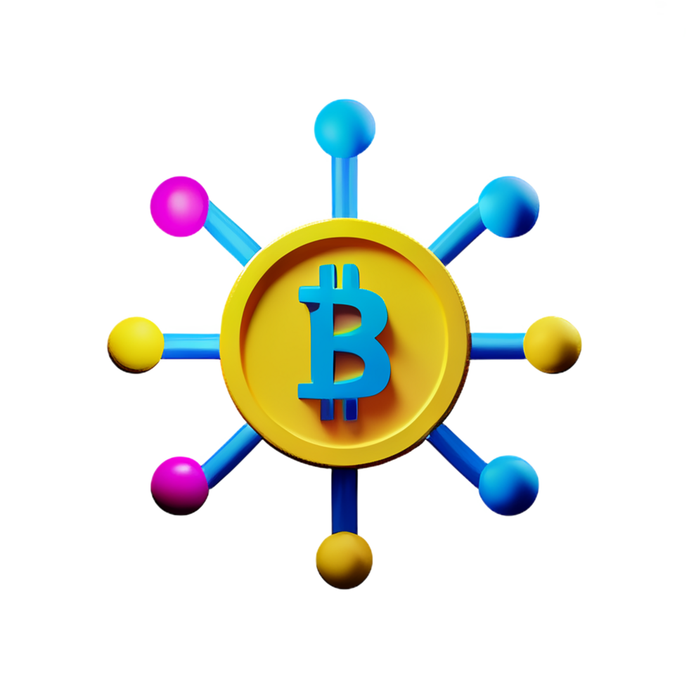 bitcoin icon with colorful dots on a transparent background png