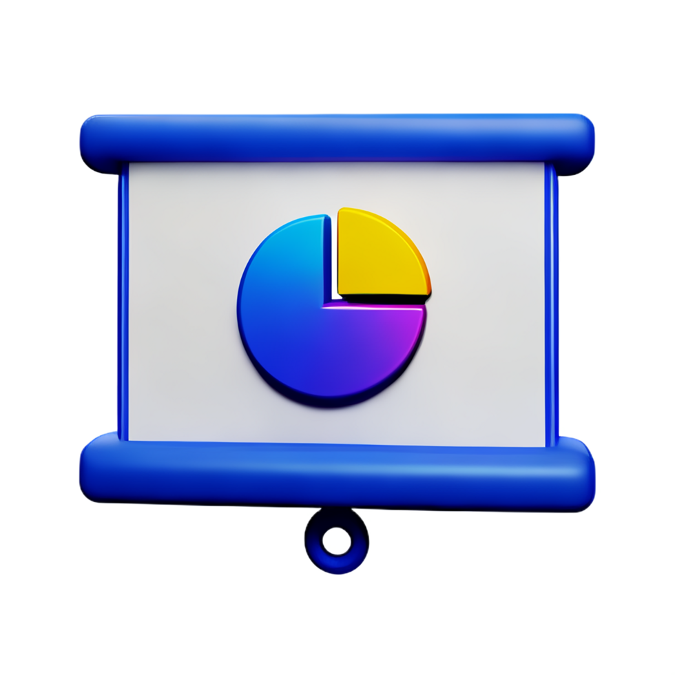 lavagna presentazione con torta grafico 3d icona png