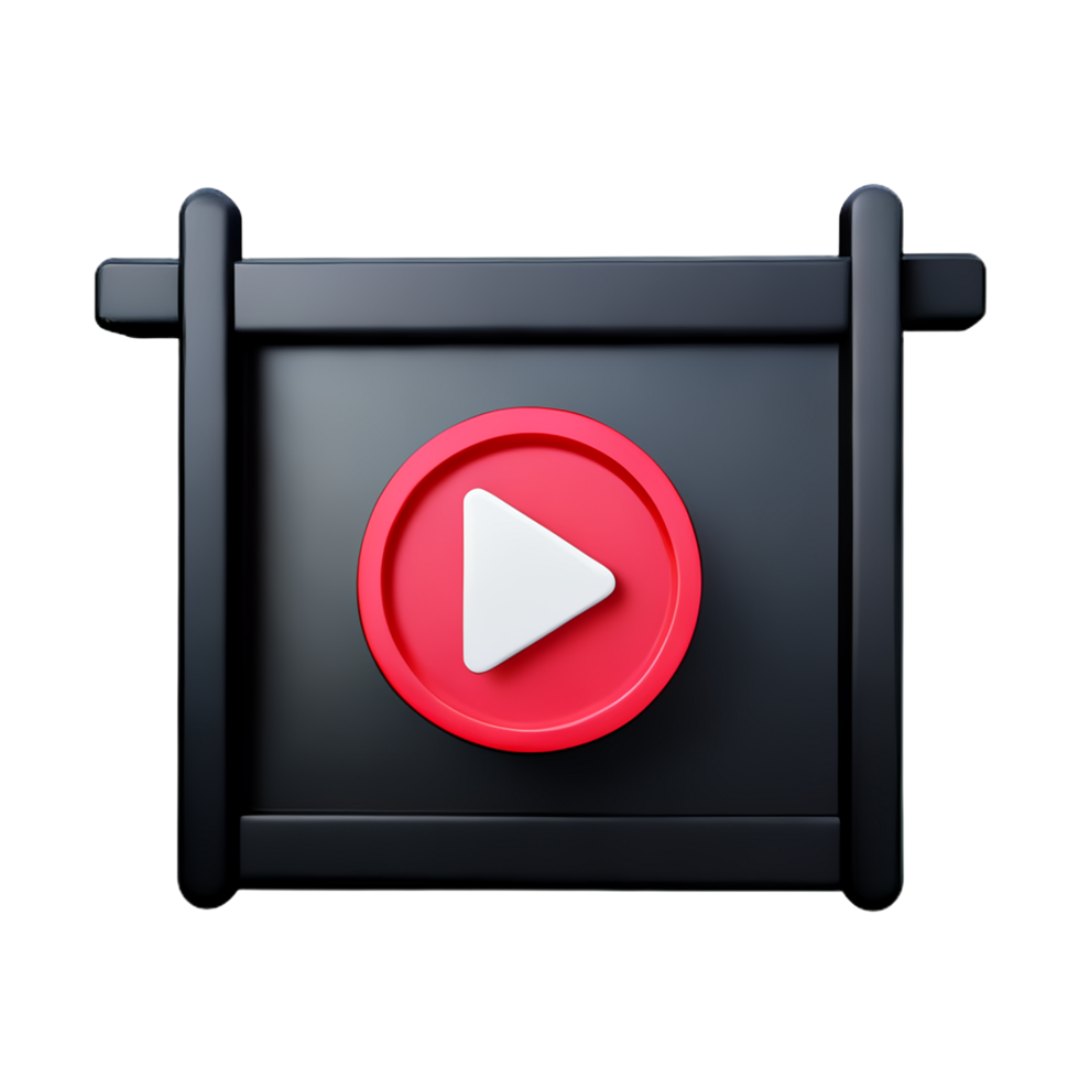 a black and red video player icon on a transparent background png
