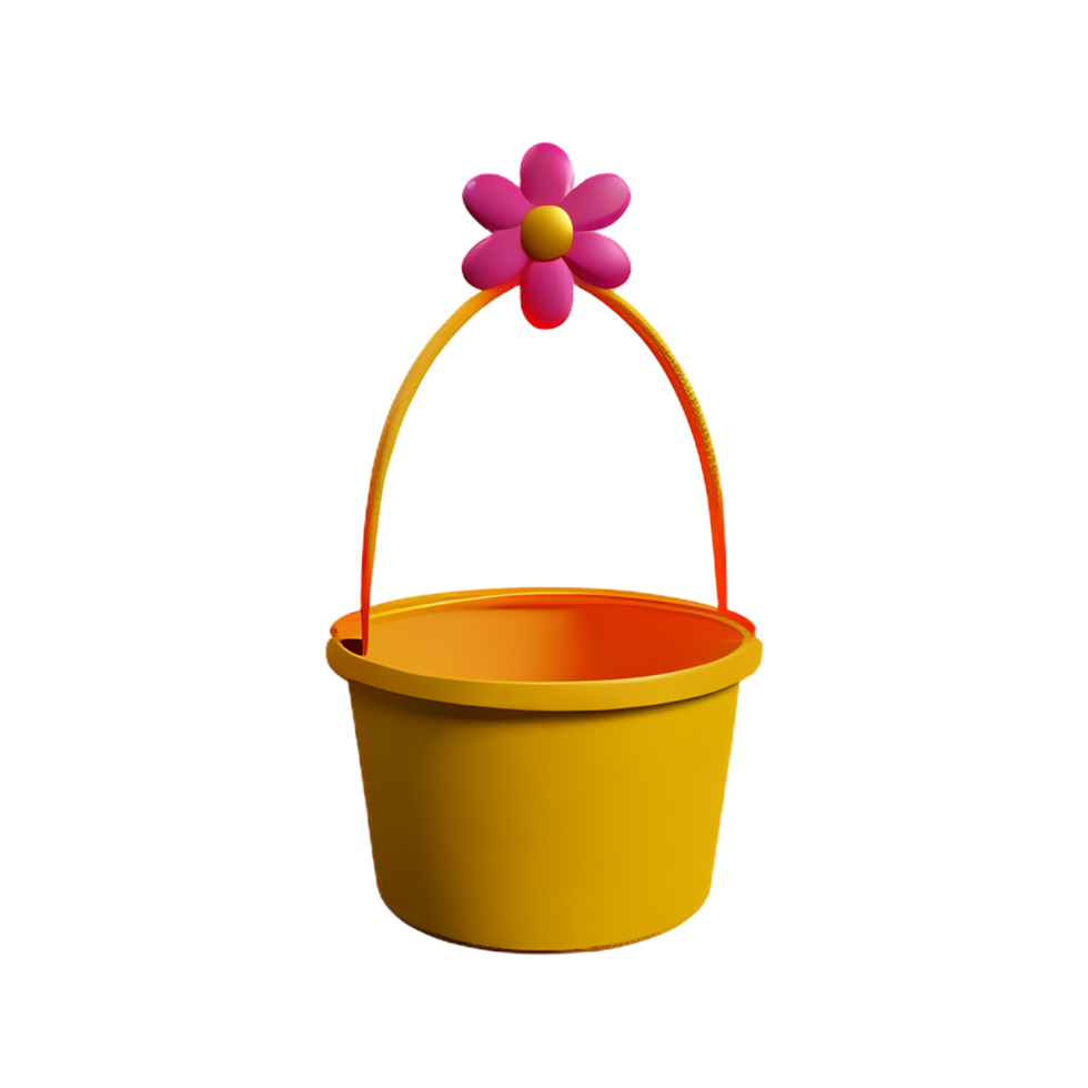 uma amarelo balde com uma Rosa flor em topo png
