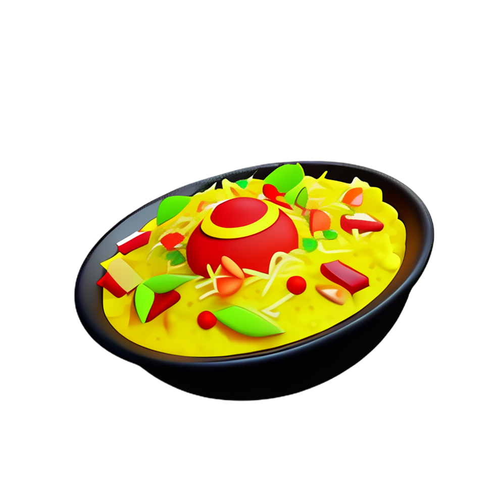 uma Biryani tigela do Comida com uma vermelho e amarelo topo png