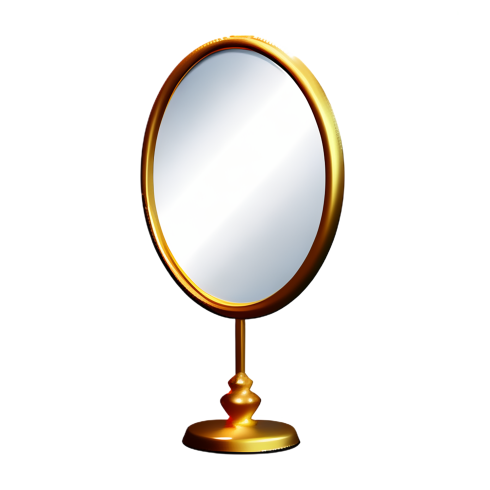 golden mirror on a pedestal isolated on transparent background png