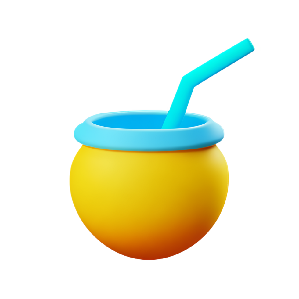 yellow coconut beach drink 3d travel and holiday icon png