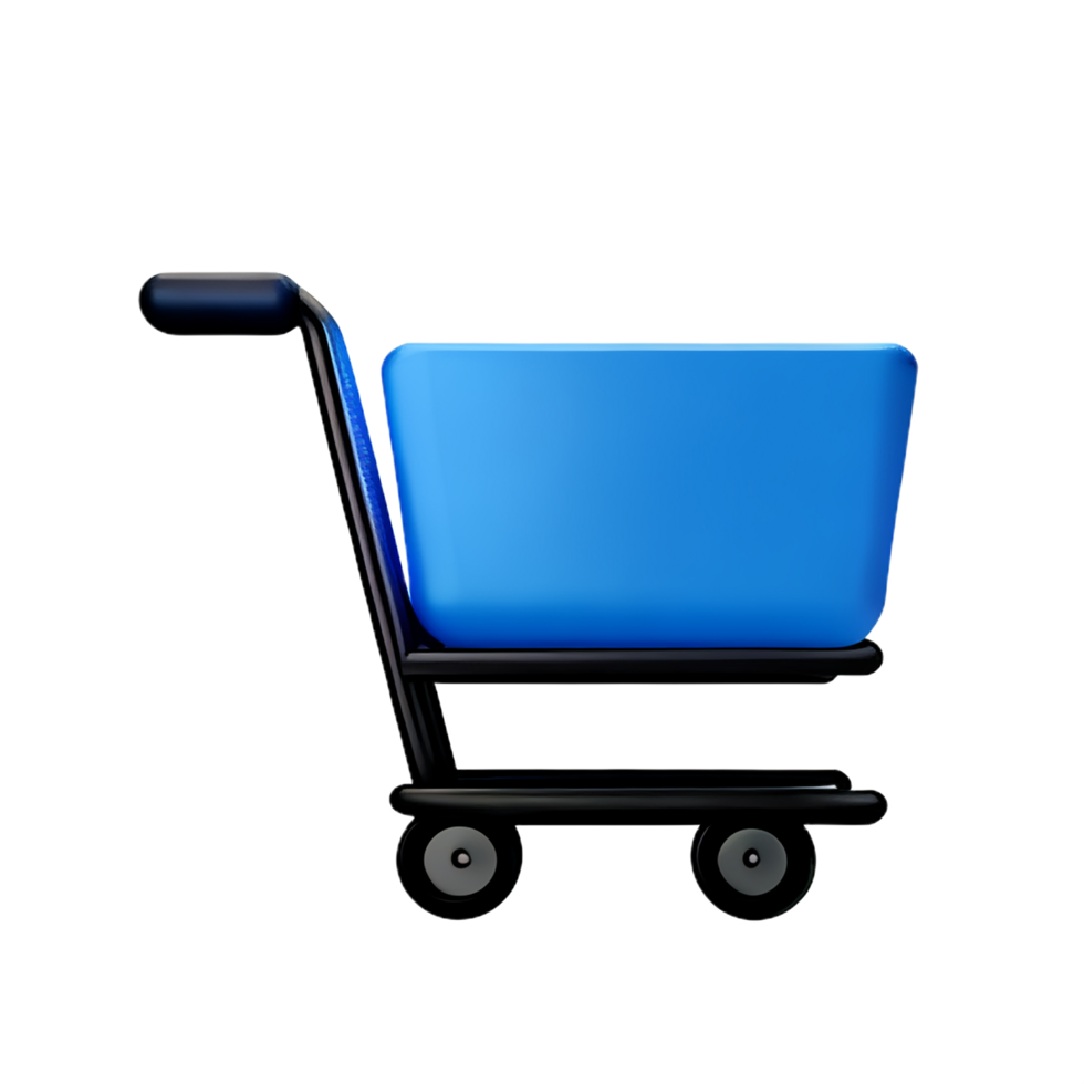 3d luxury cart trolley with two cardboard boxes icon png