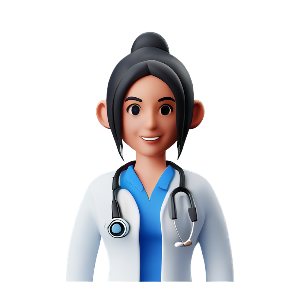 vrouw dokter 3d beroep avatars illustraties png