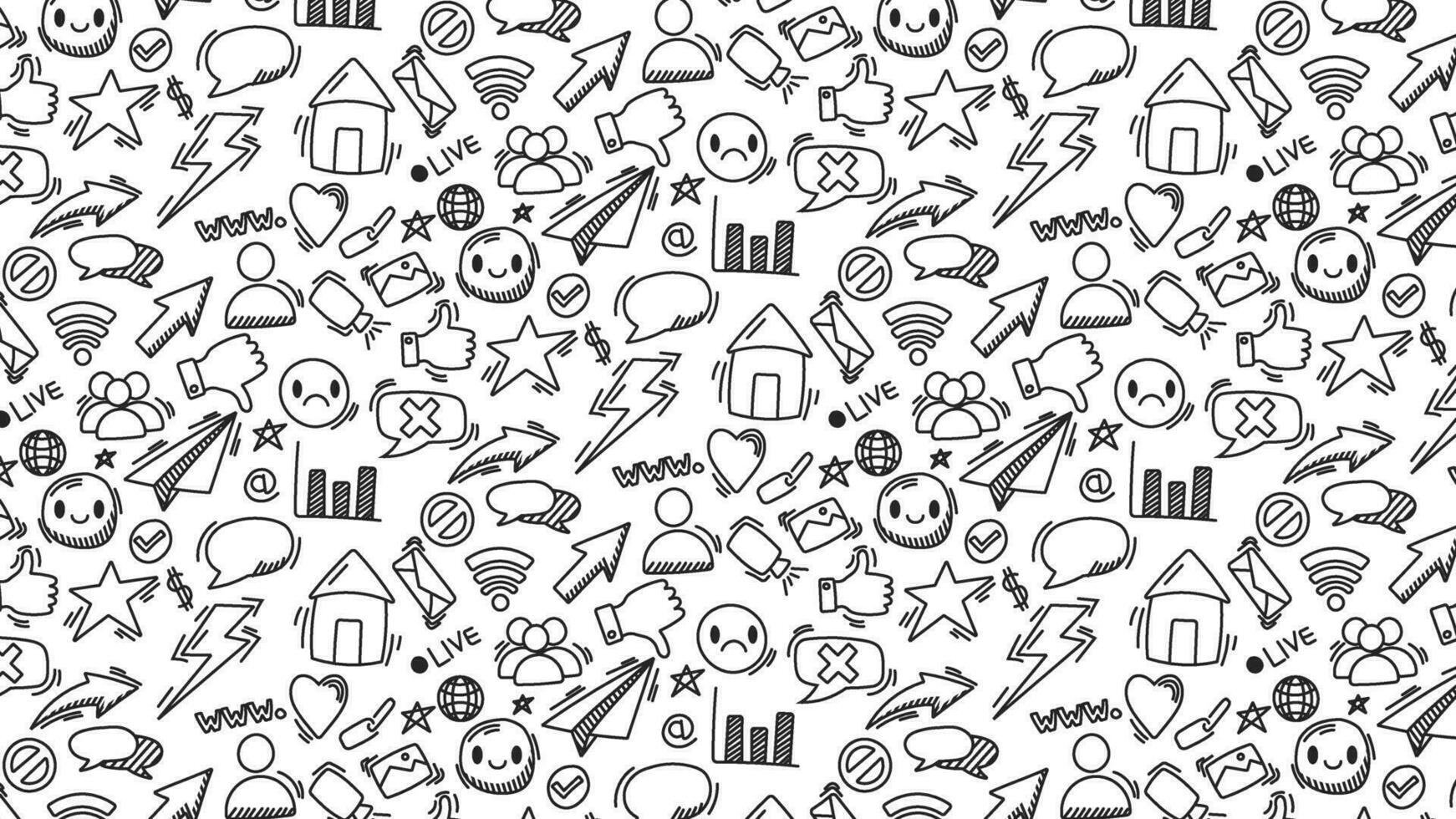 social media icon doodle seamless pattern background hand drawing 28029234  Vector Art at Vecteezy