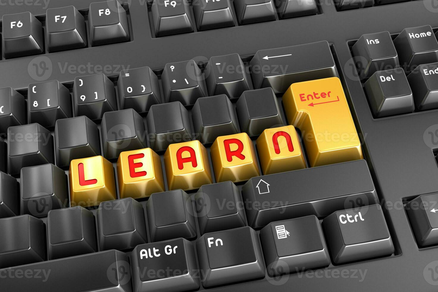 Learn button made keyboard photo