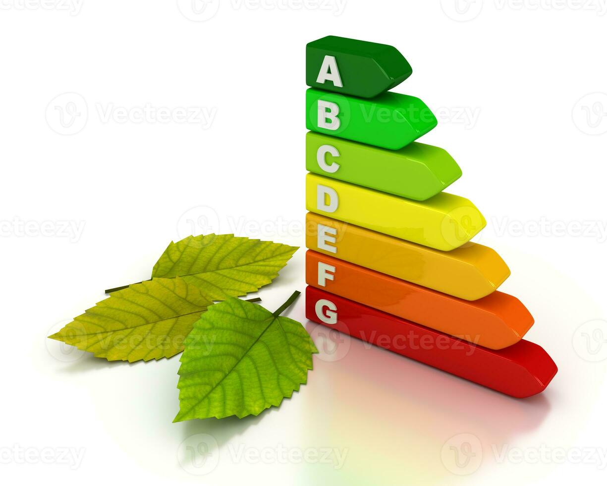 Energy label and leaf photo