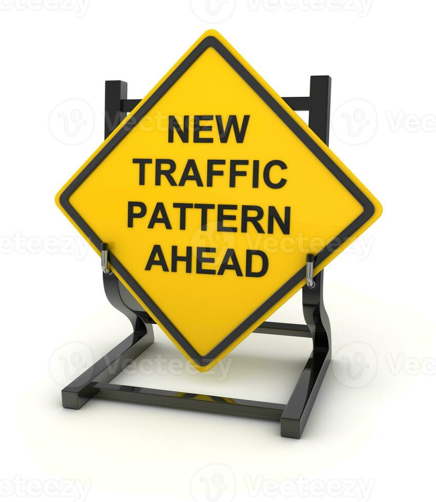 Road sign - new traffic pattern ahead photo