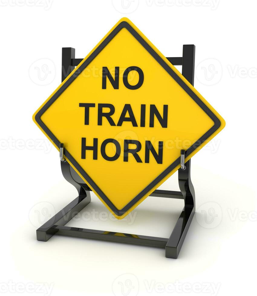 Road sign - no train horn photo