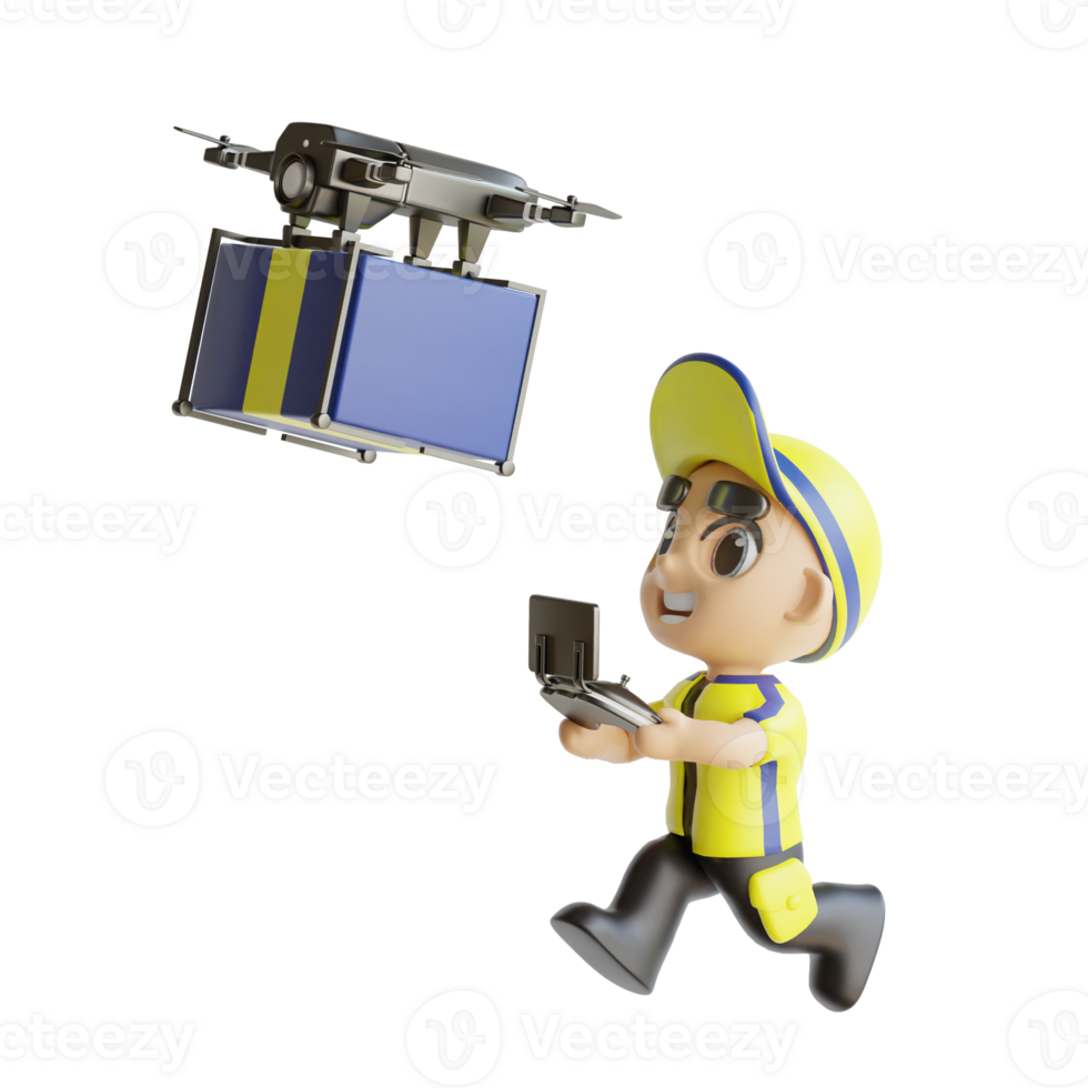 3d character delivery man png