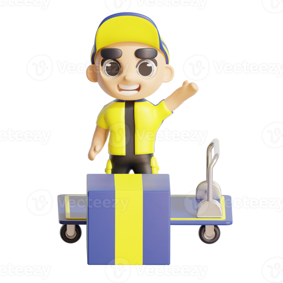 3d character delivery man png