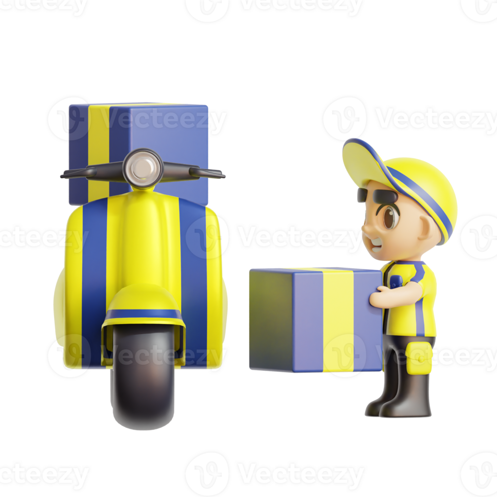 3d character delivery man png