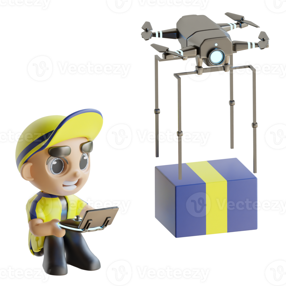 3d character delivery man png