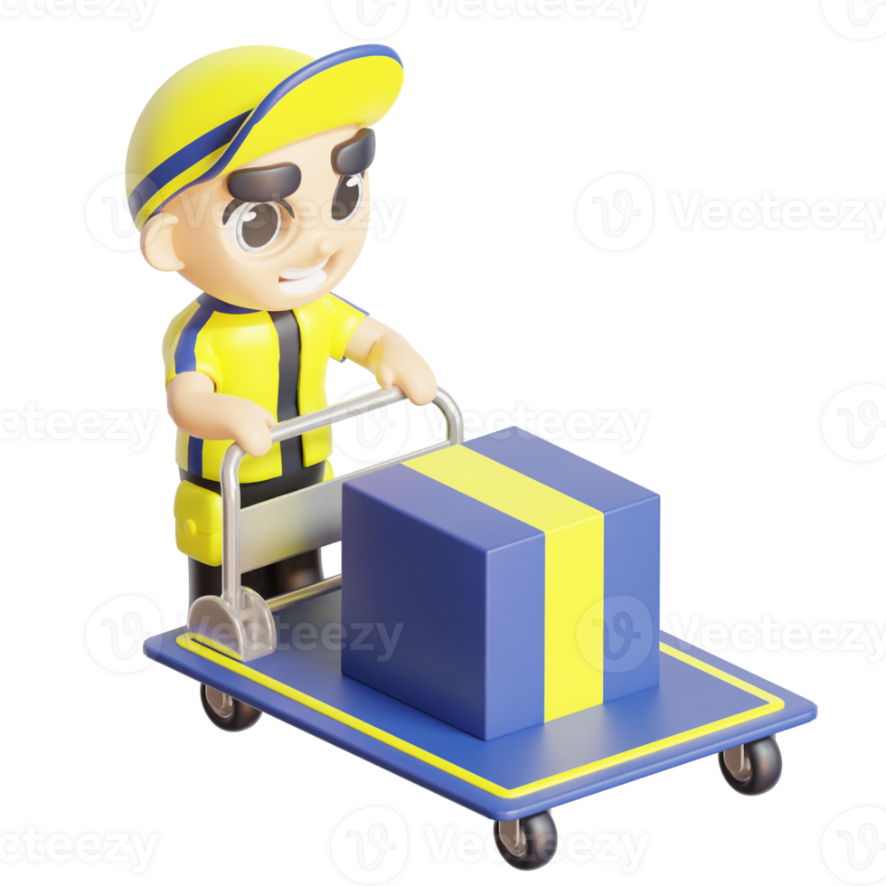 3d character delivery man png