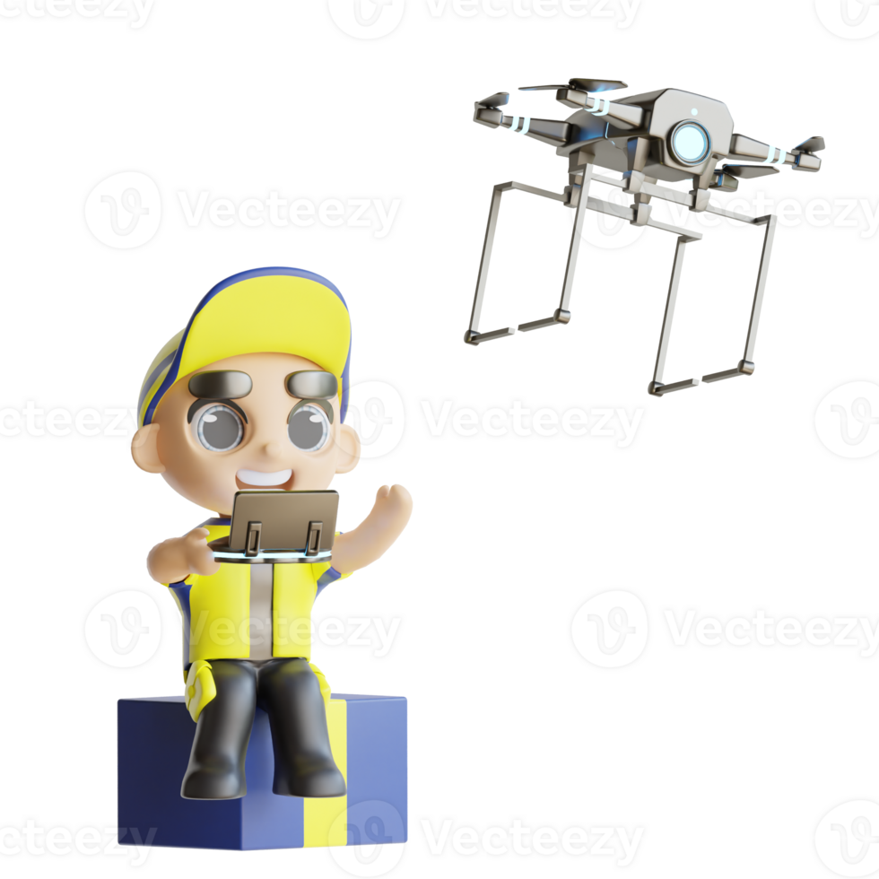 3d character delivery man png