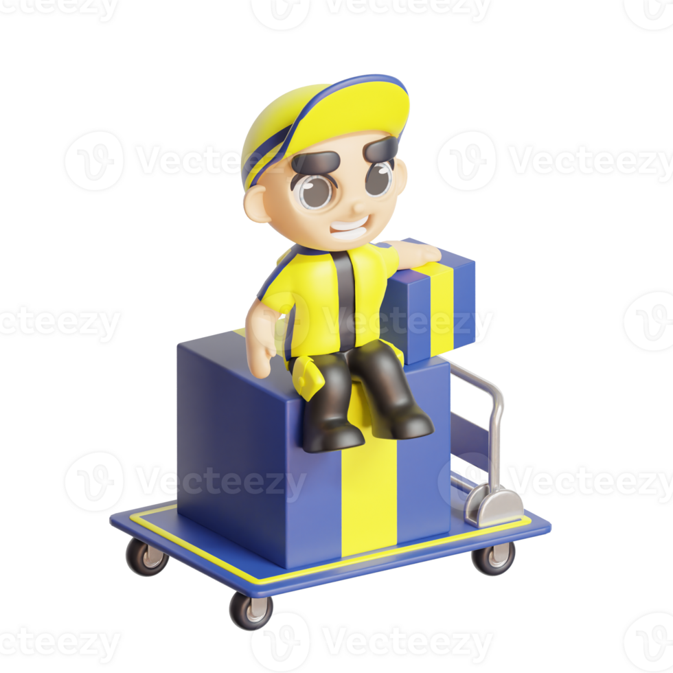 3d character delivery man png