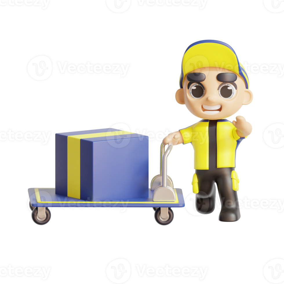 3d character delivery man png
