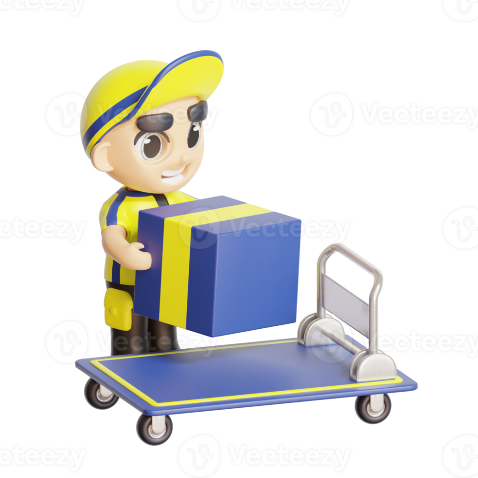 3d character delivery man png