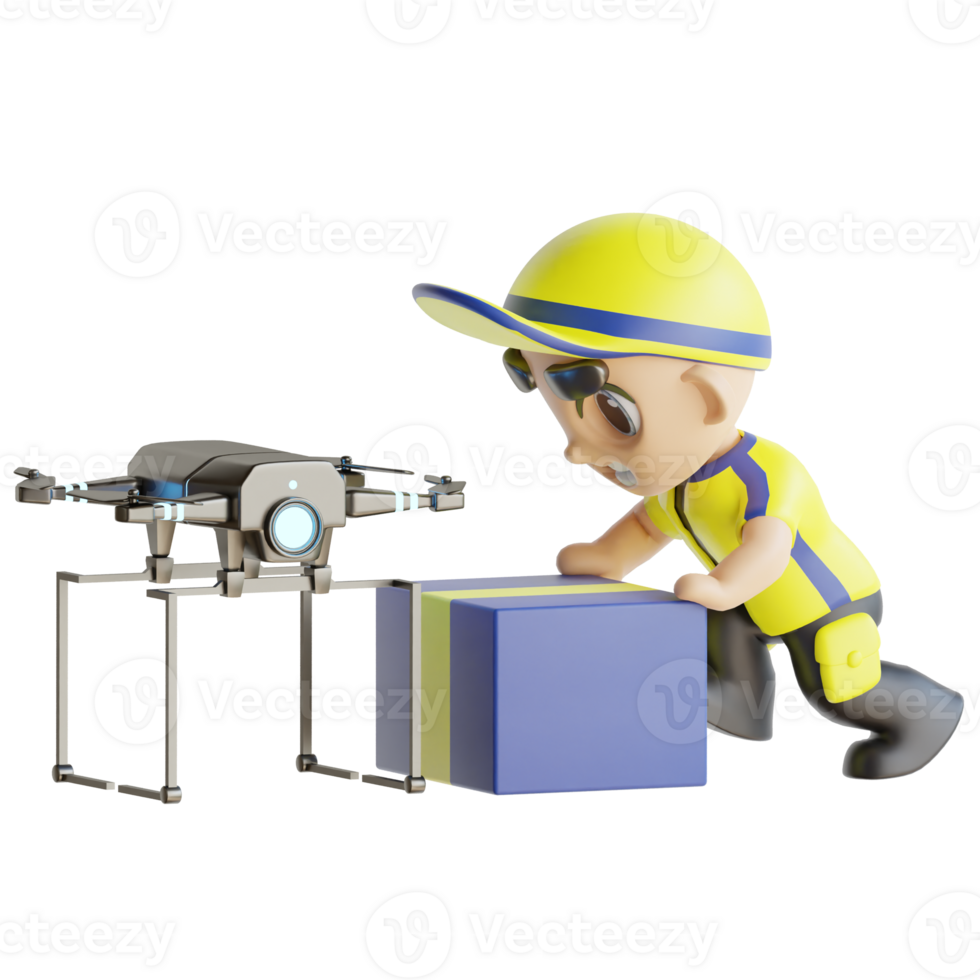 3d character delivery man png
