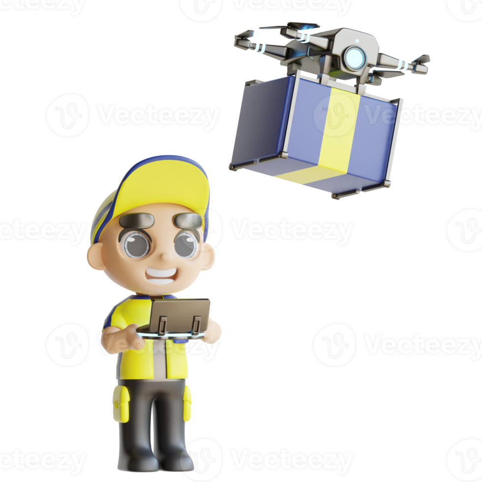 3d character delivery man png