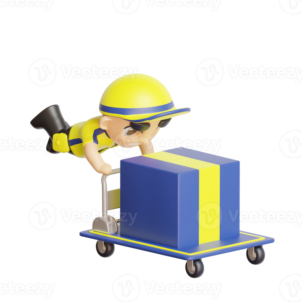 3d character delivery man png