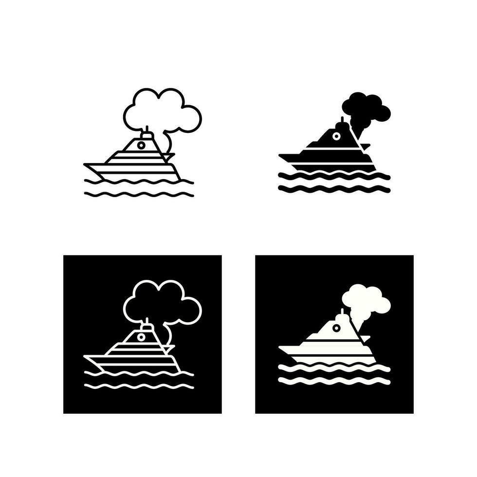 icono de vector de contaminación de barco