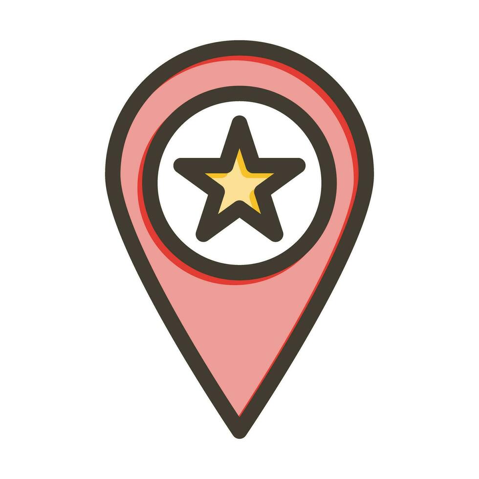 Starred Location Vector Thick Line Filled Colors Icon For Personal And Commercial Use.