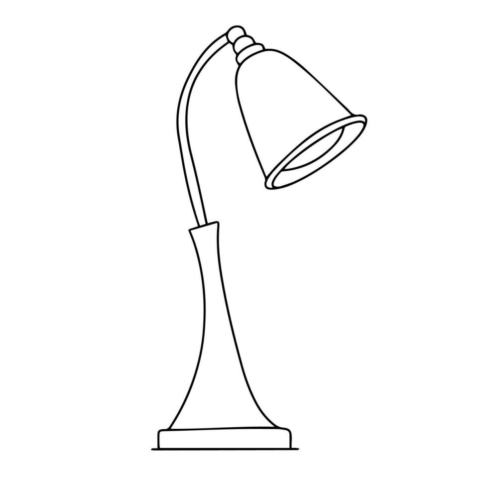 Desk lamp in doodle style. Hand drawn table lamp isolated on white background. Vector illustration.