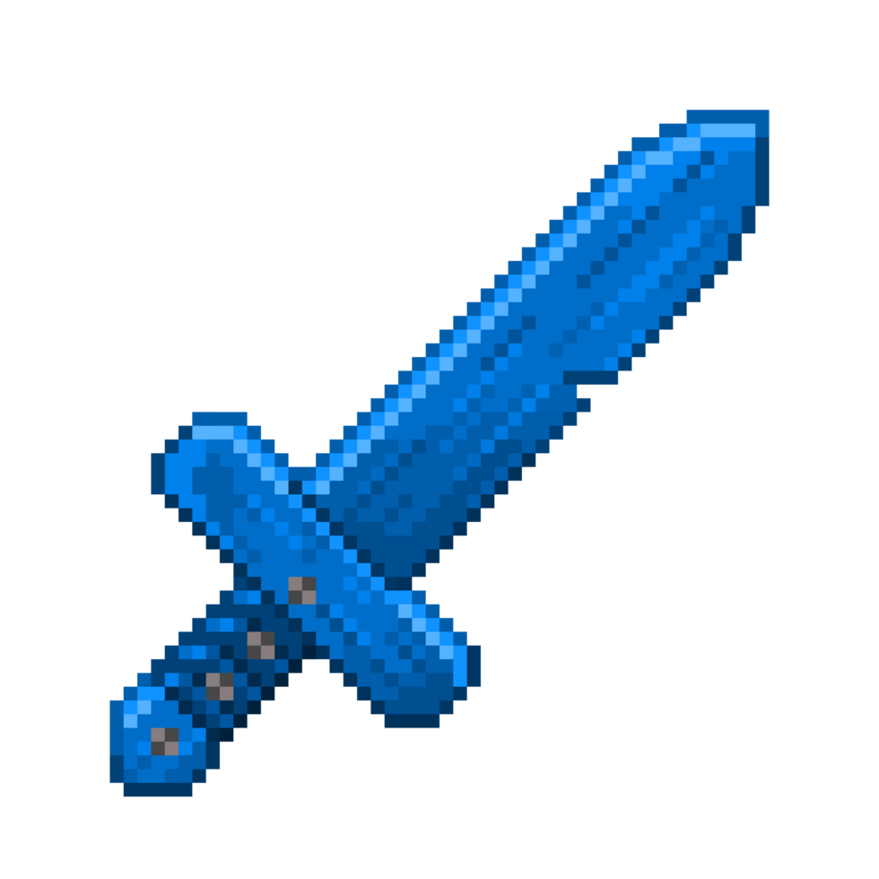 un 8 bits de style rétro Pixel art illustration de une bleu coloré en bois jouet épée. png