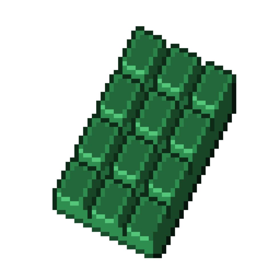 An 8-bit retro-styled pixel-art illustration of a forest green chocolate bar. png