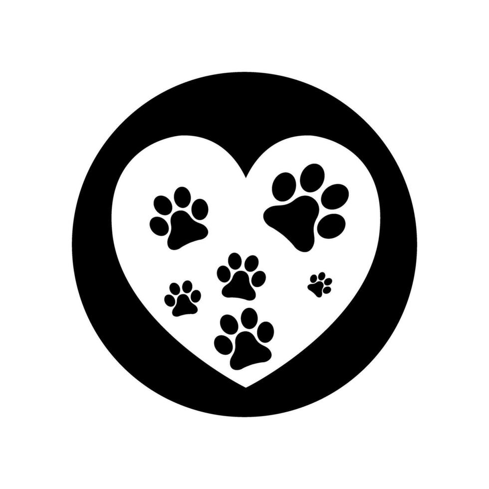 corazón pata icono vector. perro pata ilustración signo. amor perro símbolo. vector