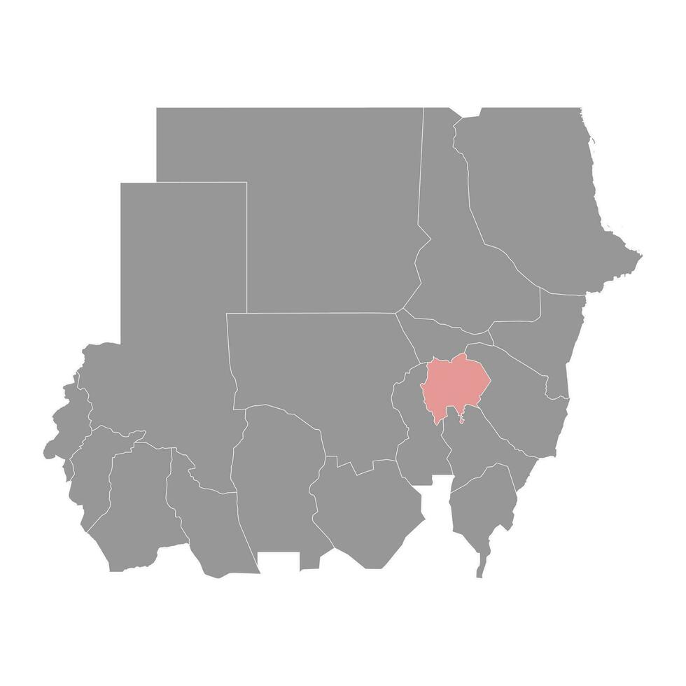 Gezira State map, administrative division of Sudan. Vector illustration.