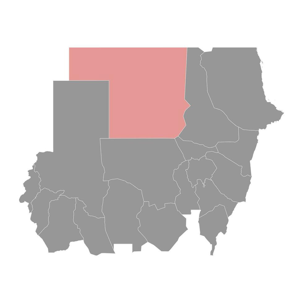 Northern State map, administrative division of Sudan. Vector illustration.