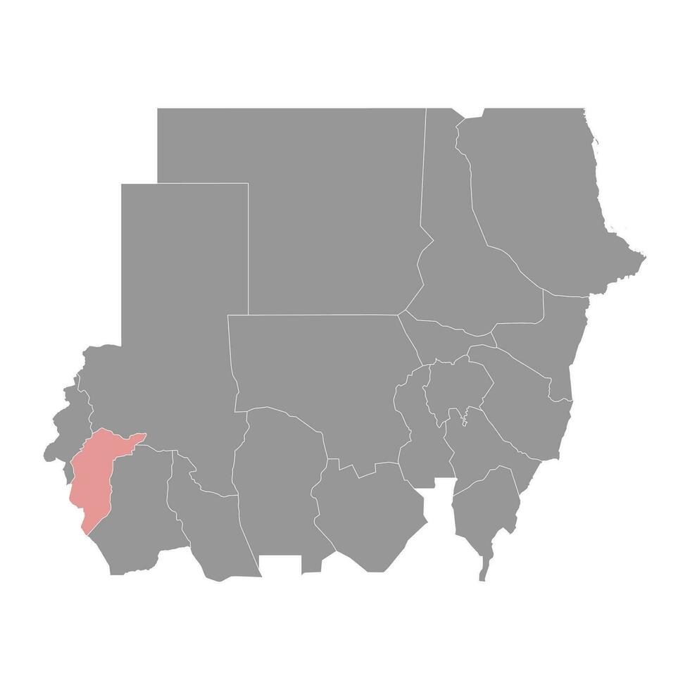 Central Darfur State map, administrative division of Sudan. Vector illustration.