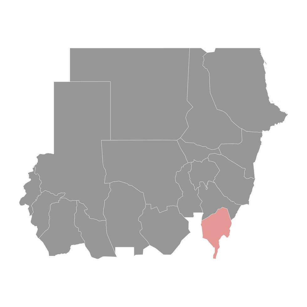 Blue Nile State map, administrative division of Sudan. Vector illustration.