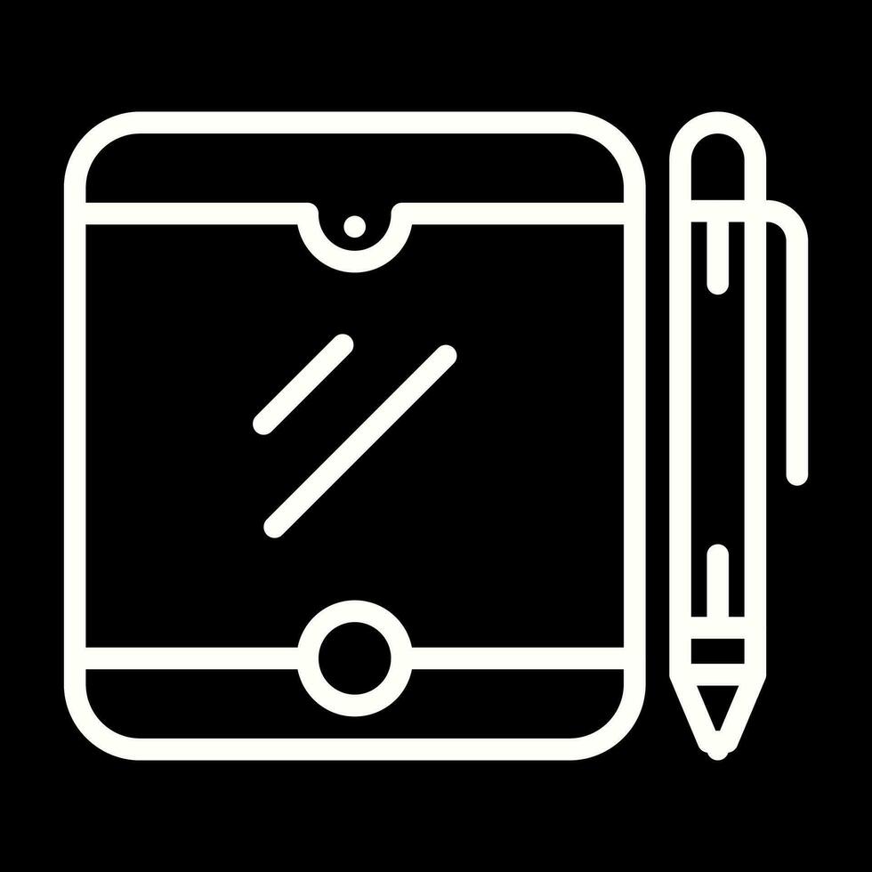 tableta con bolígrafo vector icono