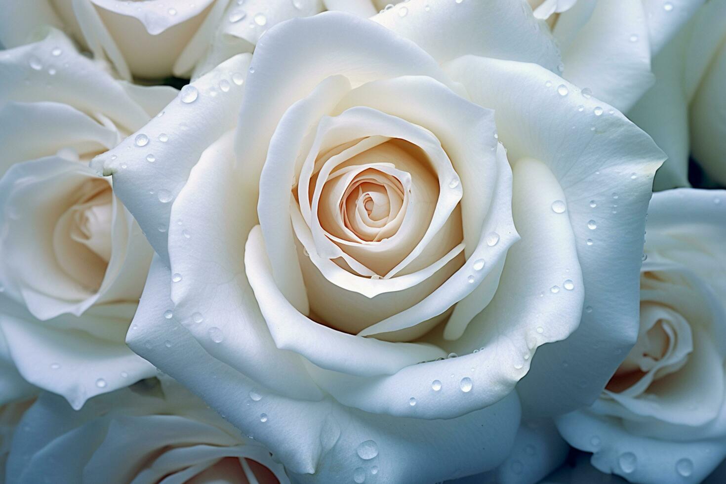 Close-up of a Captivating White Rose Blossom in Detail and Elegance - AI generated photo