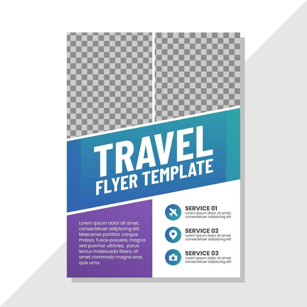 Travel flyer template with photo space vector