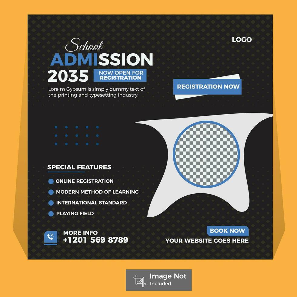 School admission social media post design template. Back-to-school online marketing banner layout Template. vector