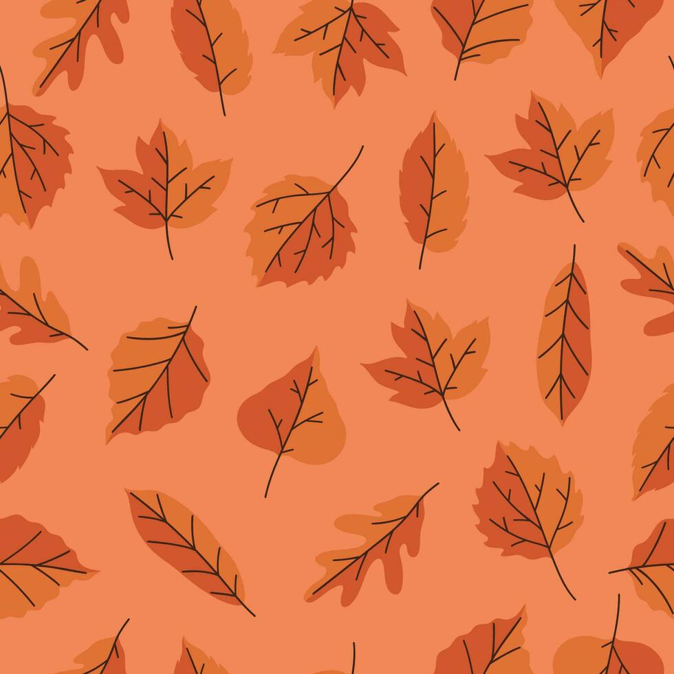 sin costura modelo con otoño hojas en naranja colores. vector gráficos.