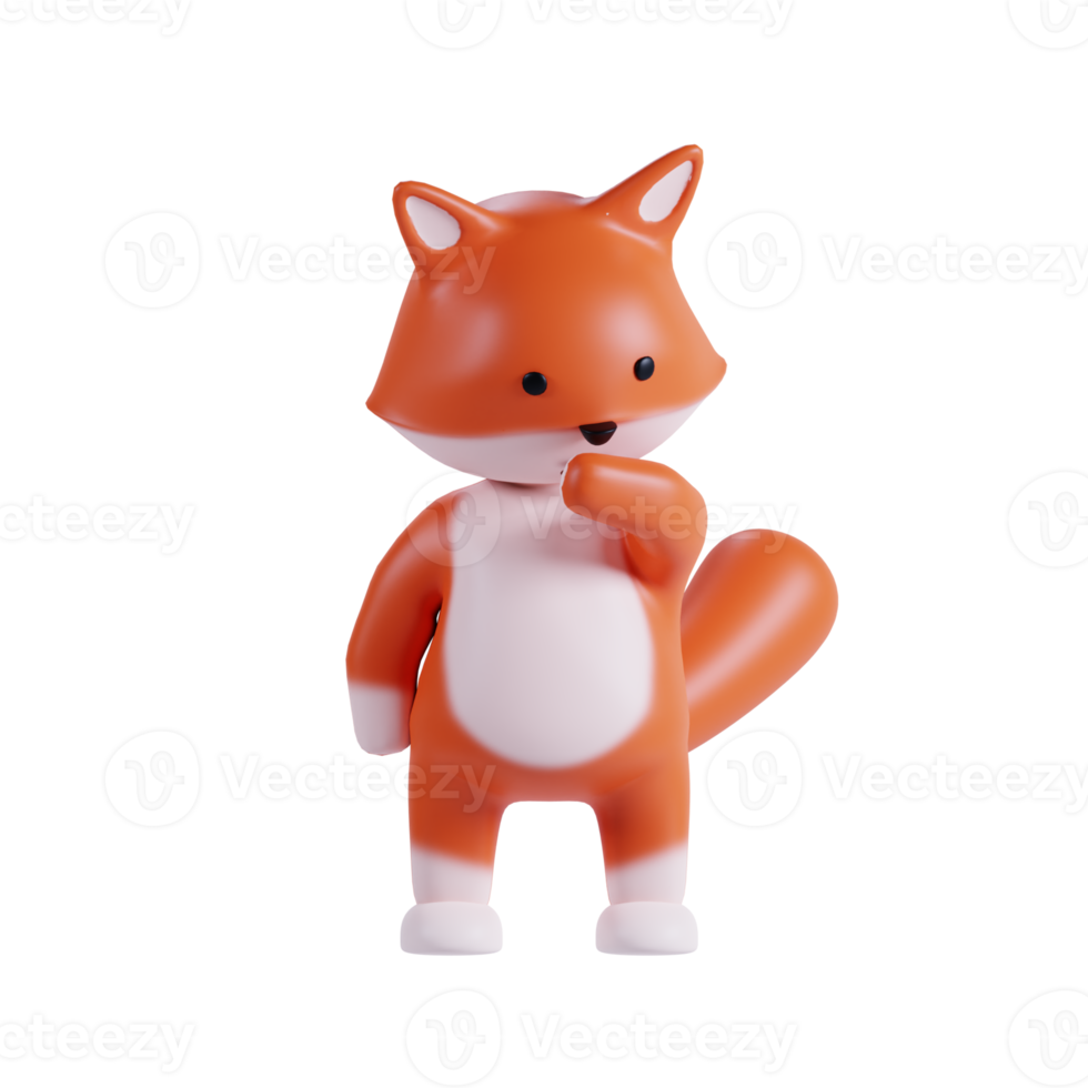 3d render animal cute fox png