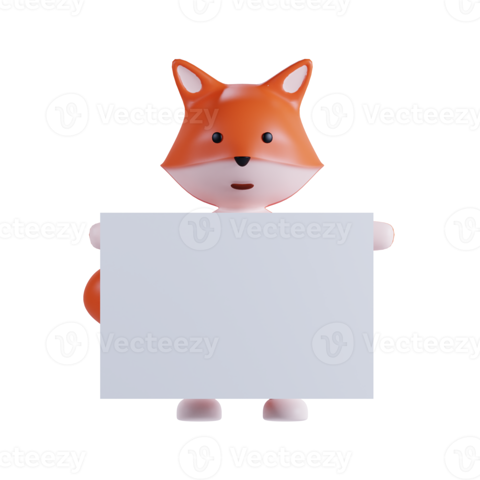 3d render animal cute fox png
