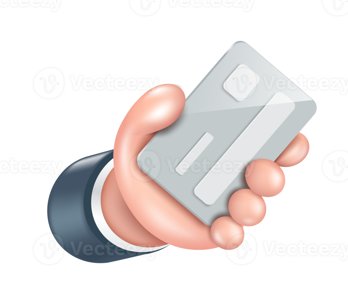 Hand  holding an ID or credit card ,PNG 3d on transparent background for payment and financial design png