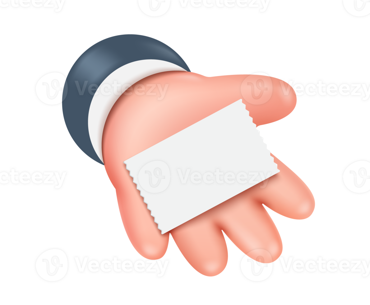 Top view left hand is handing you a paper receipt or tax invoice ,PNG 3d on transparent background png