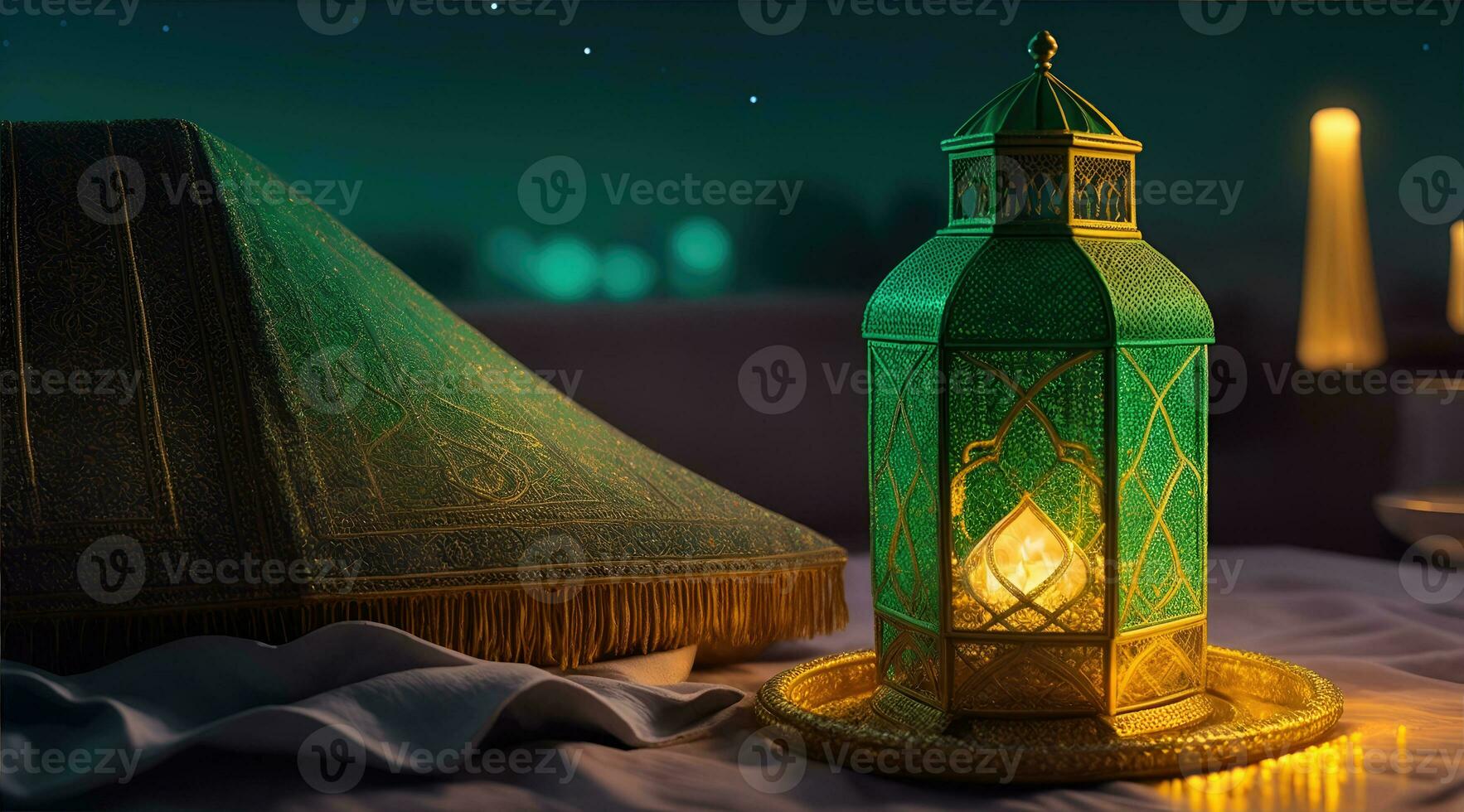 islamic lantern gold for element islamic event and celebration photo