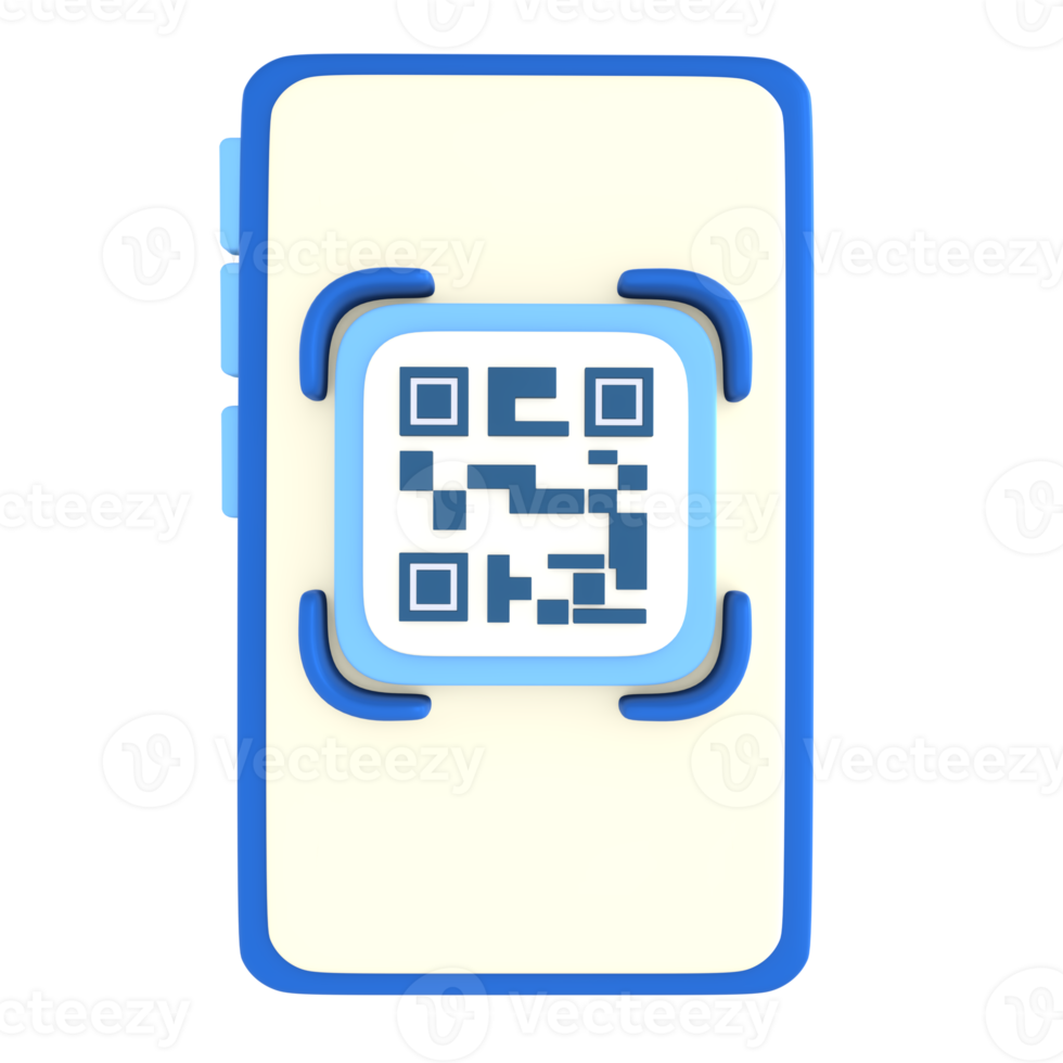 QR code scanner financial technology 3D Icon render png