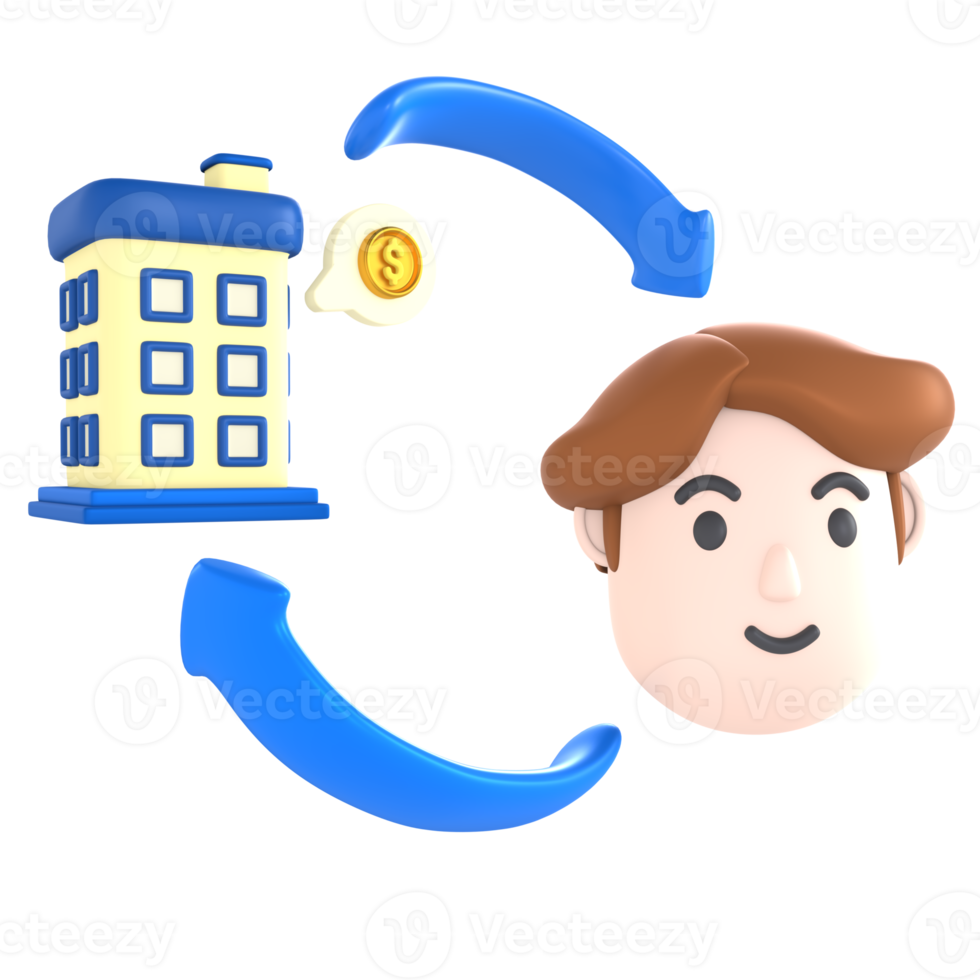 Geschäft zu Geschäft finanziell Technologie 3d Symbol machen png